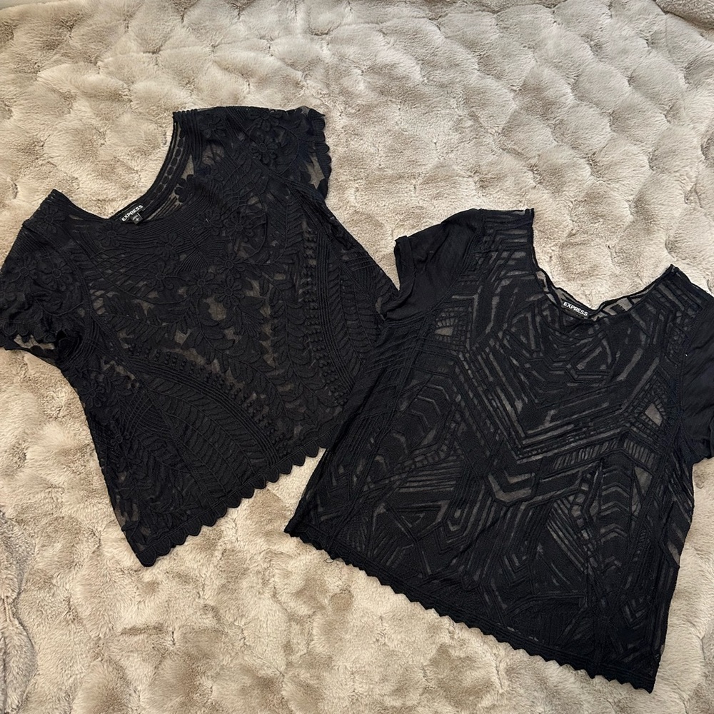 2 lace, see through, shirts from express. Size medium